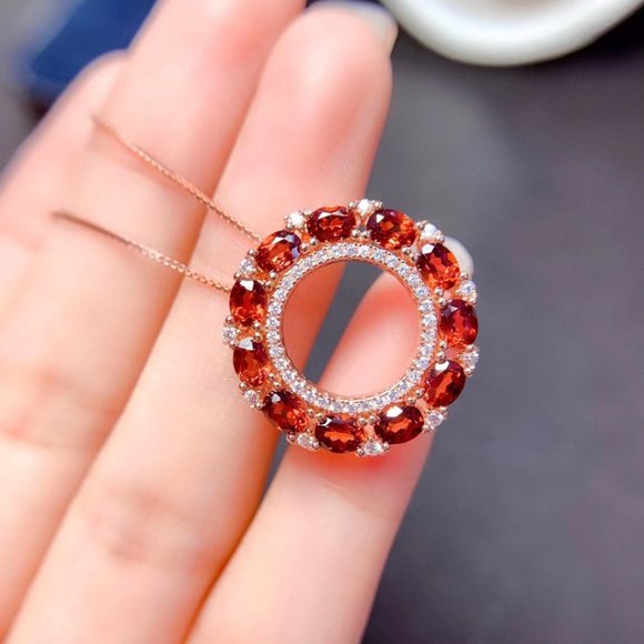 NEW 925 STERLING REAL NATURAL GARNET PENDANT - Picture 5 of 5